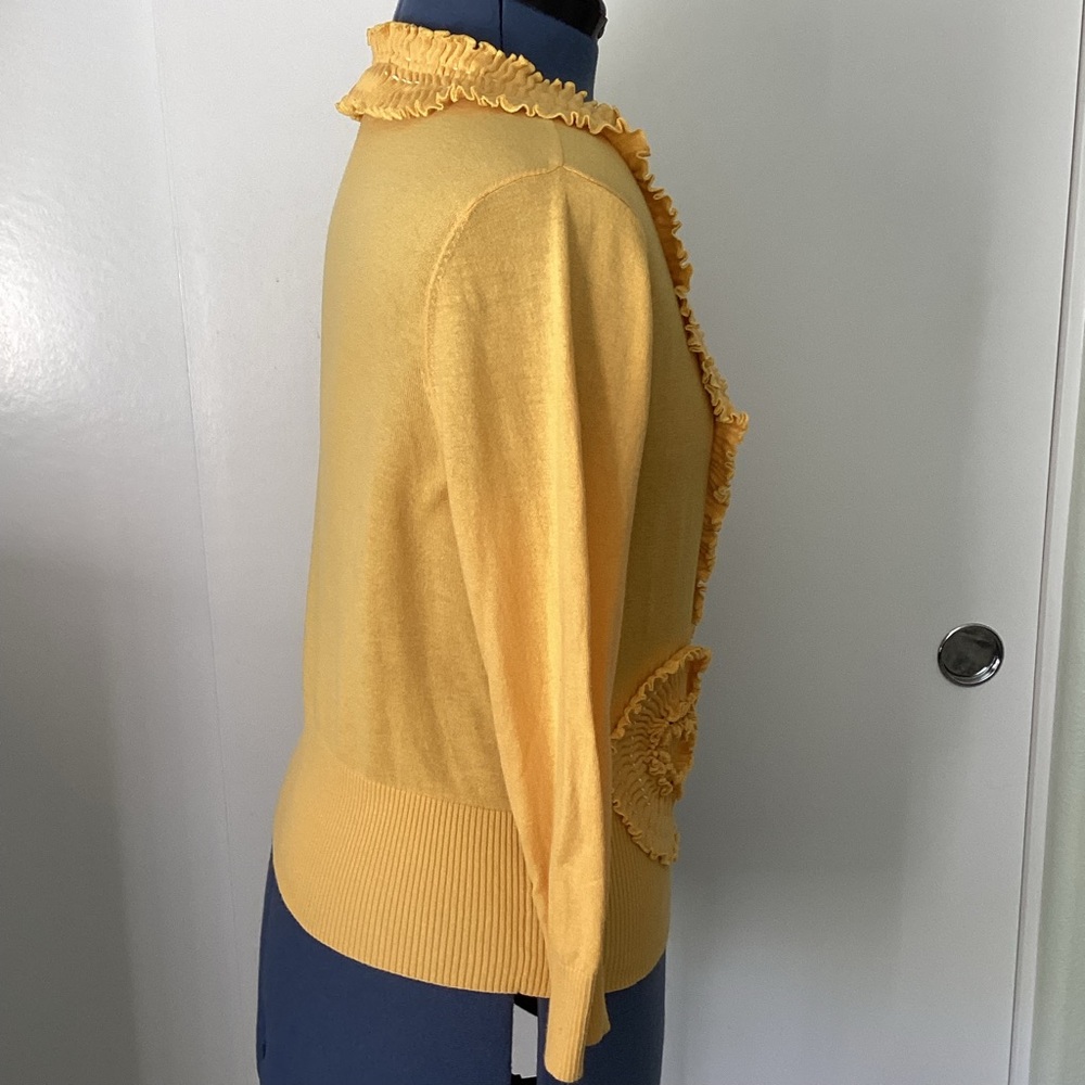 Anthropologie Yellow Ruffle-Trim Cardigan - Picture 3 of 7